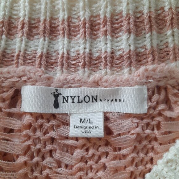 Nylon Apparel Size M/L Short Sleeve Stretch Sheer Crochet Cover Up Relaxed Fit - Picture 7 of 8